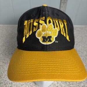 Vintage 90’s Mizzou Tigers Hat Cap Missouri University Black Yellow MU NCAA